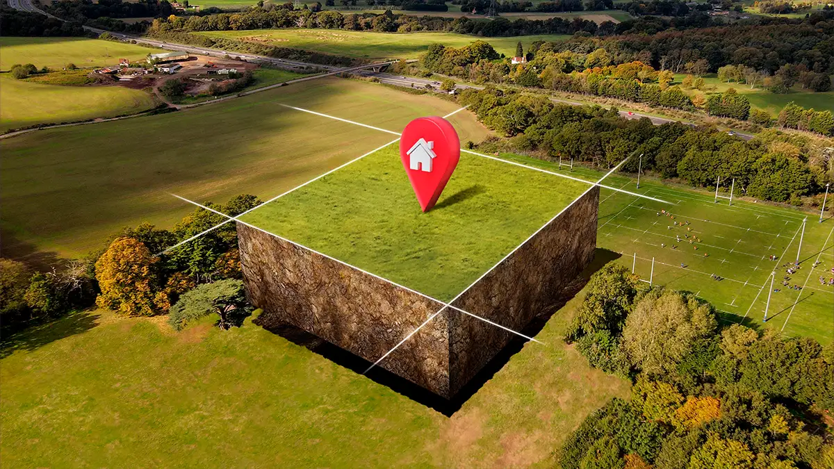 Conceito de pedaço de terra como lote para uso imobiliário